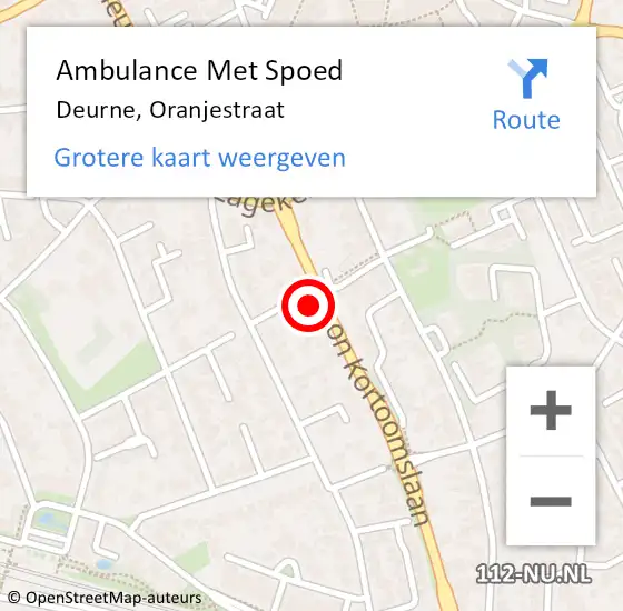 Locatie op kaart van de 112 melding: Ambulance Met Spoed Naar Deurne, Oranjestraat op 19 april 2017 01:18