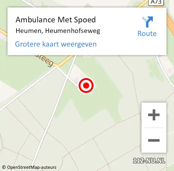 Locatie op kaart van de 112 melding: Ambulance Met Spoed Naar Heumen, Heumenhofseweg op 19 april 2017 01:28