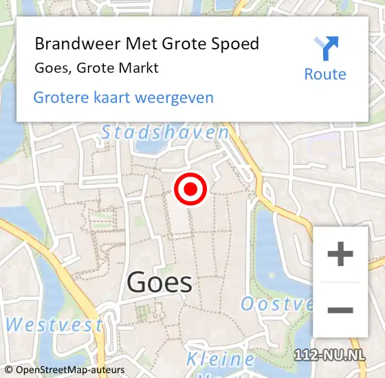 Locatie op kaart van de 112 melding: Brandweer Met Grote Spoed Naar Goes, Grote Markt op 19 april 2017 01:37