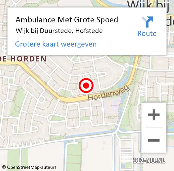 Locatie op kaart van de 112 melding: Ambulance Met Grote Spoed Naar Wijk bij Duurstede, Hofstede op 19 april 2017 01:41
