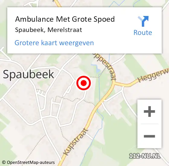 Locatie op kaart van de 112 melding: Ambulance Met Grote Spoed Naar Spaubeek, Merelstraat op 17 januari 2014 15:12