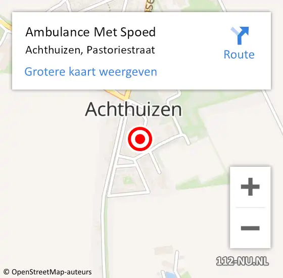 Locatie op kaart van de 112 melding: Ambulance Met Spoed Naar Achthuizen, Pastoriestraat op 19 april 2017 05:44