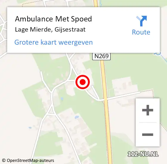 Locatie op kaart van de 112 melding: Ambulance Met Spoed Naar Lage Mierde, Gijsestraat op 19 april 2017 05:52