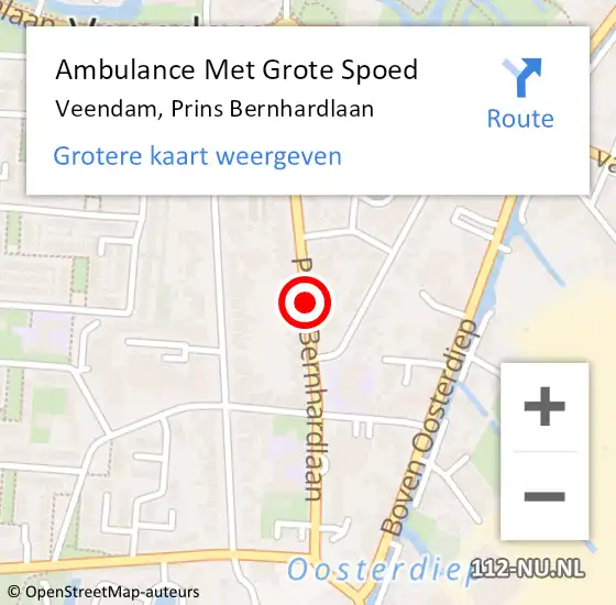 Locatie op kaart van de 112 melding: Ambulance Met Grote Spoed Naar Veendam, Prins Bernhardlaan op 19 april 2017 06:58