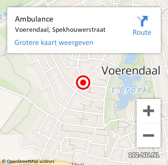 Locatie op kaart van de 112 melding: Ambulance Voerendaal, Spekhouwerstraat op 17 januari 2014 15:22