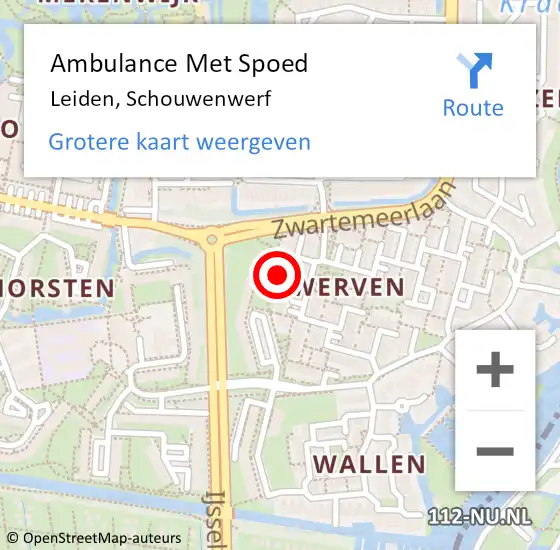 Locatie op kaart van de 112 melding: Ambulance Met Spoed Naar Leiden, Schouwenwerf op 19 april 2017 08:11