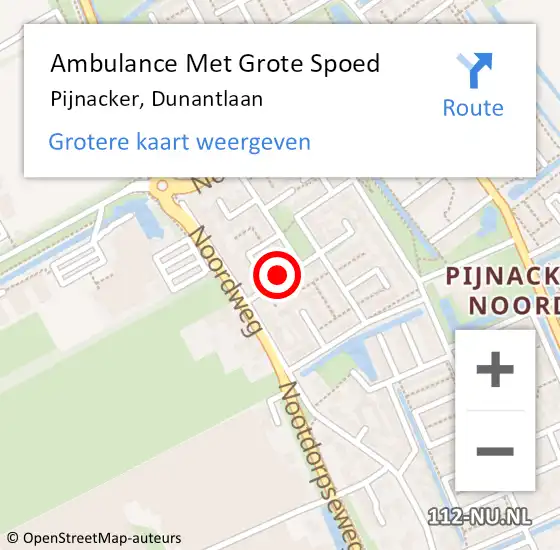Locatie op kaart van de 112 melding: Ambulance Met Grote Spoed Naar Pijnacker, Dunantlaan op 19 april 2017 08:21