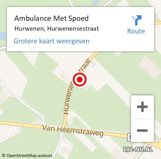 Locatie op kaart van de 112 melding: Ambulance Met Spoed Naar Hurwenen, Hurwenensestraat op 19 april 2017 09:12