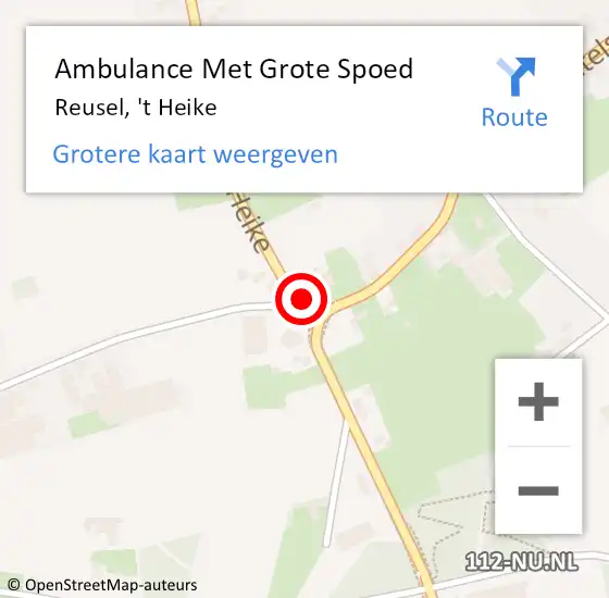 Locatie op kaart van de 112 melding: Ambulance Met Grote Spoed Naar Reusel, 't Heike op 19 april 2017 09:12