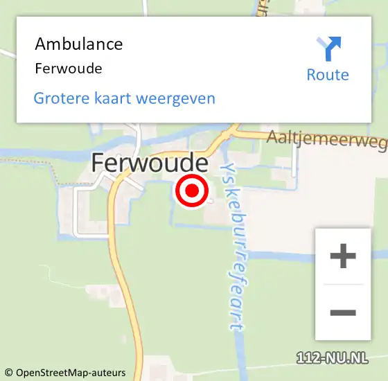 Locatie op kaart van de 112 melding: Ambulance Ferwoude op 17 januari 2014 15:35