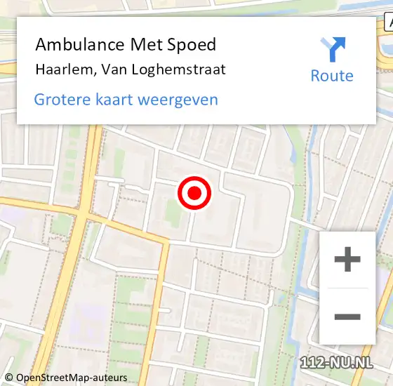 Locatie op kaart van de 112 melding: Ambulance Met Spoed Naar Haarlem, Van Loghemstraat op 19 april 2017 09:23