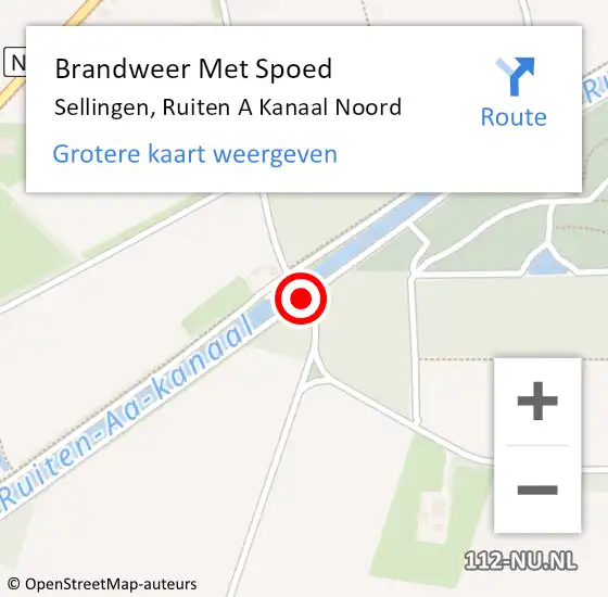 Locatie op kaart van de 112 melding: Brandweer Met Spoed Naar Sellingen, Ruiten A Kanaal Noord op 19 april 2017 09:29