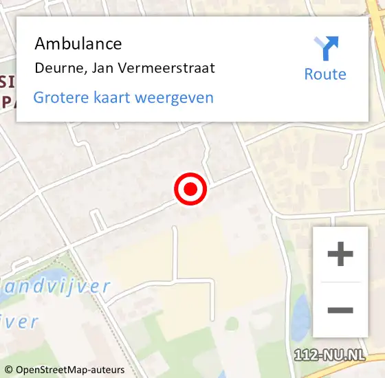 Locatie op kaart van de 112 melding: Ambulance Deurne, Jan Vermeerstraat op 19 april 2017 10:09