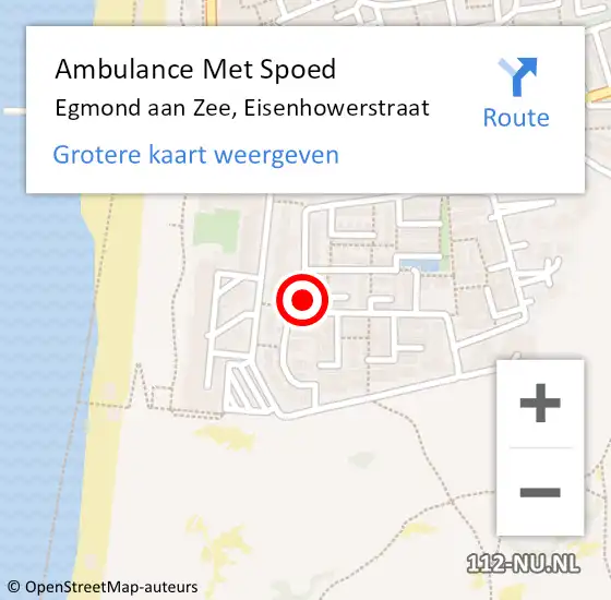 Locatie op kaart van de 112 melding: Ambulance Met Spoed Naar Egmond aan Zee, Eisenhowerstraat op 19 april 2017 10:36