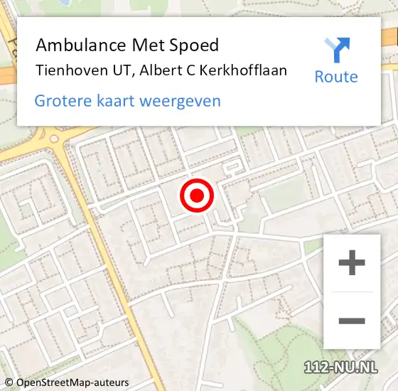 Locatie op kaart van de 112 melding: Ambulance Met Spoed Naar Tienhoven UT, Albert C Kerkhofflaan op 19 april 2017 10:41