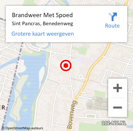 Locatie op kaart van de 112 melding: Brandweer Met Spoed Naar Sint Pancras, Benedenweg op 19 april 2017 10:45