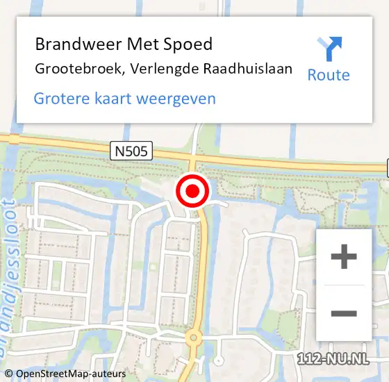 Locatie op kaart van de 112 melding: Brandweer Met Spoed Naar Grootebroek, Verlengde Raadhuislaan op 19 april 2017 10:47