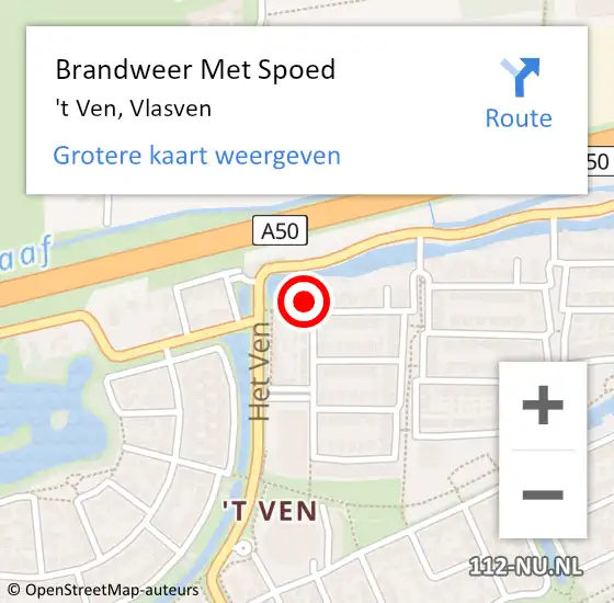 Locatie op kaart van de 112 melding: Brandweer Met Spoed Naar 't Ven, Vlasven op 19 april 2017 10:47