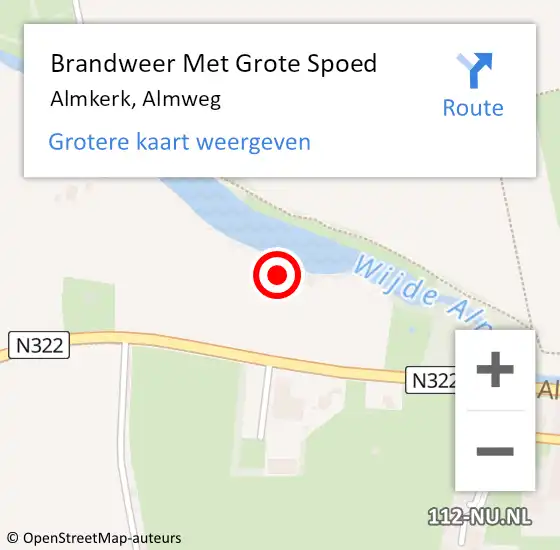 Locatie op kaart van de 112 melding: Brandweer Met Grote Spoed Naar Almkerk, Almweg op 19 april 2017 11:28