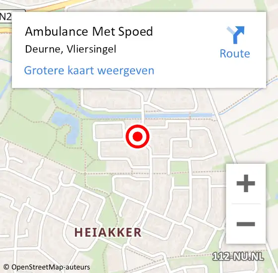 Locatie op kaart van de 112 melding: Ambulance Met Spoed Naar Deurne, Vliersingel op 19 april 2017 11:31