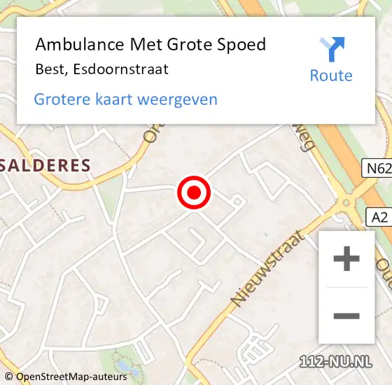 Locatie op kaart van de 112 melding: Ambulance Met Grote Spoed Naar Best, Esdoornstraat op 19 april 2017 12:00