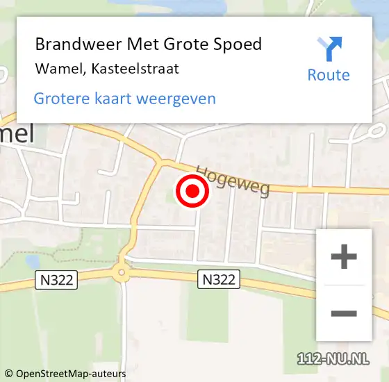 Locatie op kaart van de 112 melding: Brandweer Met Grote Spoed Naar Wamel, Kasteelstraat op 19 april 2017 12:03