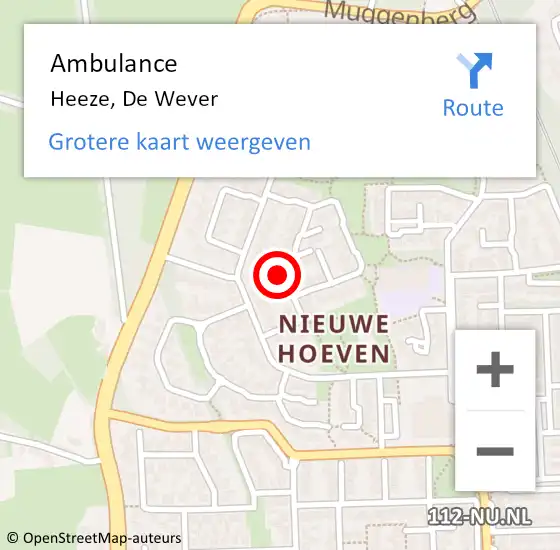 Locatie op kaart van de 112 melding: Ambulance Heeze, De Wever op 19 april 2017 12:10