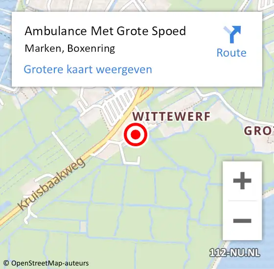 Locatie op kaart van de 112 melding: Ambulance Met Grote Spoed Naar Marken, Boxenring op 19 april 2017 12:14