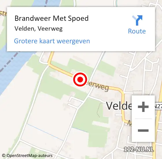 Locatie op kaart van de 112 melding: Brandweer Met Spoed Naar Velden, Veerweg op 19 april 2017 12:36