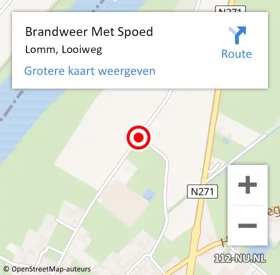 Locatie op kaart van de 112 melding: Brandweer Met Spoed Naar Lomm, Looiweg op 19 april 2017 12:40