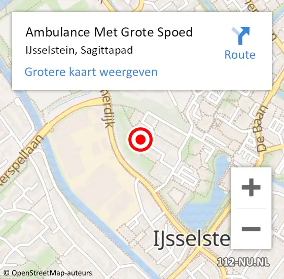 Locatie op kaart van de 112 melding: Ambulance Met Grote Spoed Naar IJsselstein, Sagittapad op 19 april 2017 12:49