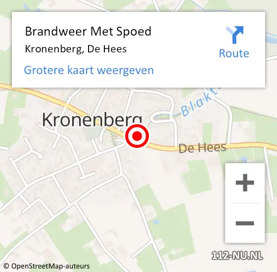 Locatie op kaart van de 112 melding: Brandweer Met Spoed Naar Kronenberg, De Hees op 19 april 2017 13:41