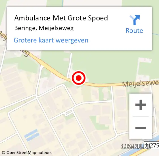 Locatie op kaart van de 112 melding: Ambulance Met Grote Spoed Naar Beringe, Meijelseweg op 19 april 2017 13:54