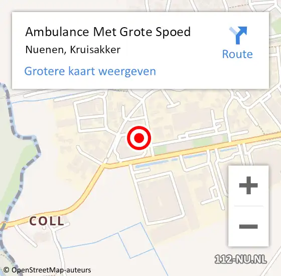 Locatie op kaart van de 112 melding: Ambulance Met Grote Spoed Naar Nuenen, Kruisakker op 19 april 2017 14:29