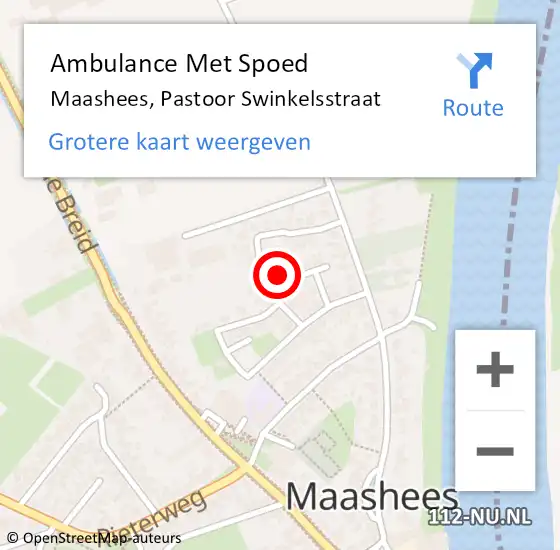 Locatie op kaart van de 112 melding: Ambulance Met Spoed Naar Maashees, Pastoor Swinkelsstraat op 19 april 2017 14:39