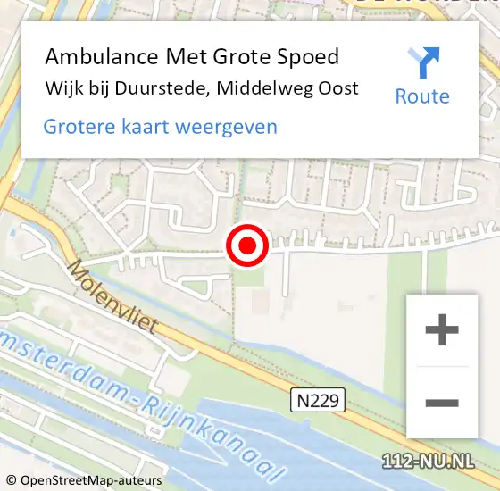 Locatie op kaart van de 112 melding: Ambulance Met Grote Spoed Naar Wijk bij Duurstede, Middelweg Oost op 19 april 2017 14:49