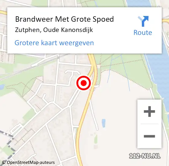 Locatie op kaart van de 112 melding: Brandweer Met Grote Spoed Naar Zutphen, Oude Kanonsdijk op 19 april 2017 15:04