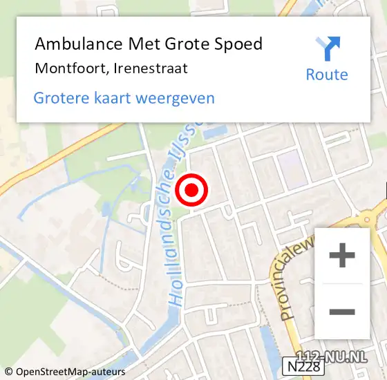 Locatie op kaart van de 112 melding: Ambulance Met Grote Spoed Naar Montfoort, Irenestraat op 19 april 2017 15:28