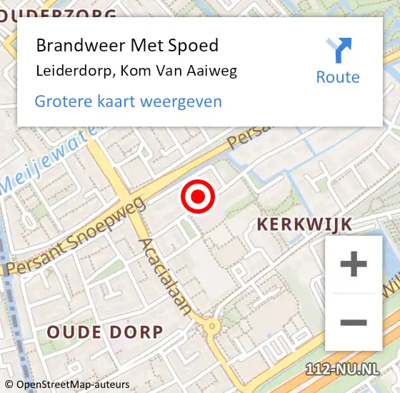 Locatie op kaart van de 112 melding: Brandweer Met Spoed Naar Leiderdorp, Kom Van Aaiweg op 19 april 2017 15:34