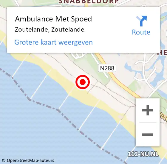 Locatie op kaart van de 112 melding: Ambulance Met Spoed Naar Zoutelande, Zoutelande op 19 april 2017 15:35