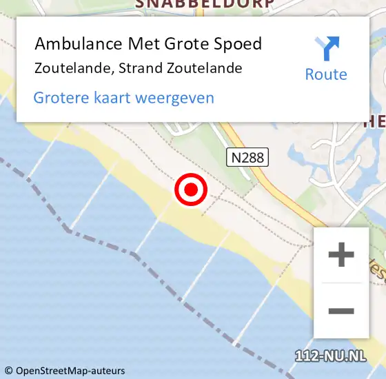 Locatie op kaart van de 112 melding: Ambulance Met Grote Spoed Naar Zoutelande, Strand Zoutelande op 19 april 2017 15:36