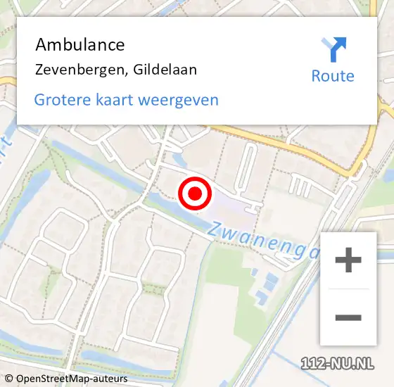 Locatie op kaart van de 112 melding: Ambulance Zevenbergen, Gildelaan op 19 april 2017 15:37
