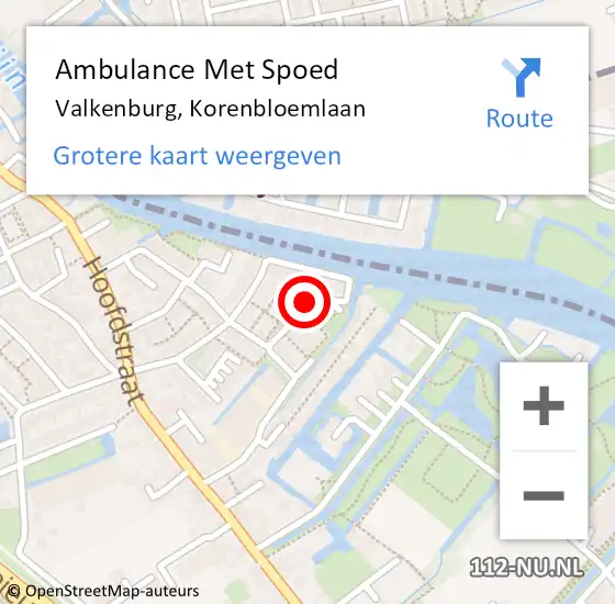 Locatie op kaart van de 112 melding: Ambulance Met Spoed Naar Valkenburg, Korenbloemlaan op 19 april 2017 15:58