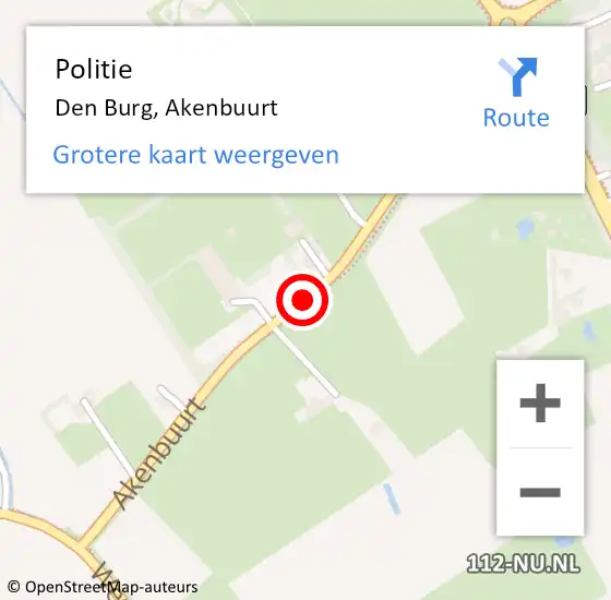 Locatie op kaart van de 112 melding: Politie Den Burg, Akenbuurt op 19 april 2017 16:24