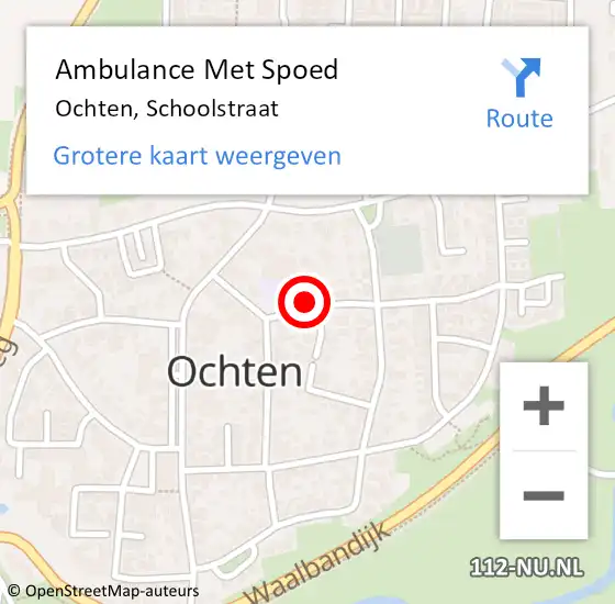 Locatie op kaart van de 112 melding: Ambulance Met Spoed Naar Ochten, Schoolstraat op 19 april 2017 16:27