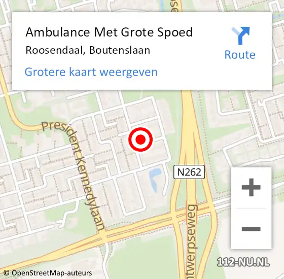 Locatie op kaart van de 112 melding: Ambulance Met Grote Spoed Naar Roosendaal, Boutenslaan op 19 april 2017 16:57