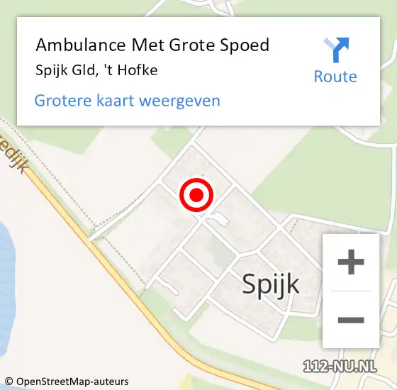 Locatie op kaart van de 112 melding: Ambulance Met Grote Spoed Naar Spijk Gld, 't Hofke op 19 april 2017 17:20