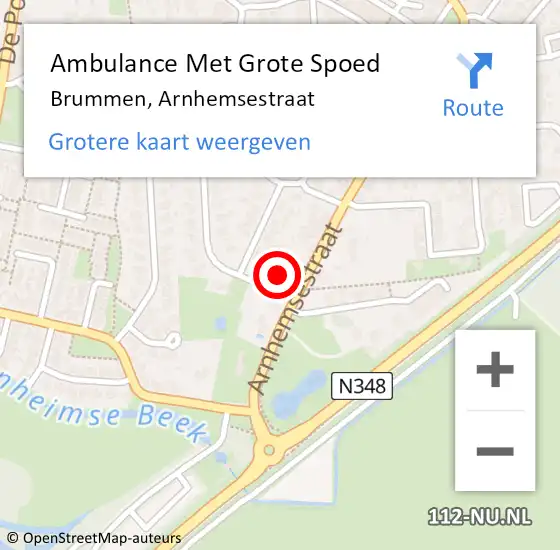 Locatie op kaart van de 112 melding: Ambulance Met Grote Spoed Naar Brummen, Arnhemsestraat op 19 april 2017 17:21