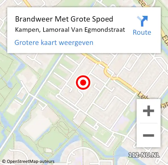 Locatie op kaart van de 112 melding: Brandweer Met Grote Spoed Naar Kampen, Lamoraal Van Egmondstraat op 17 januari 2014 16:31