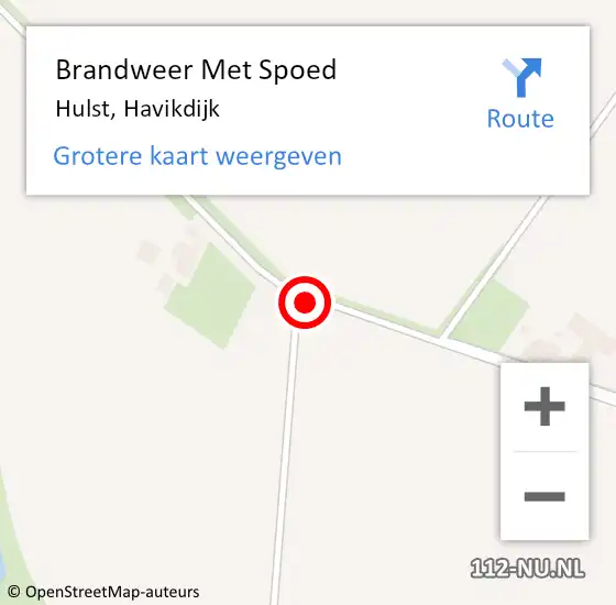 Locatie op kaart van de 112 melding: Brandweer Met Spoed Naar Hulst, Havikdijk op 19 april 2017 18:42